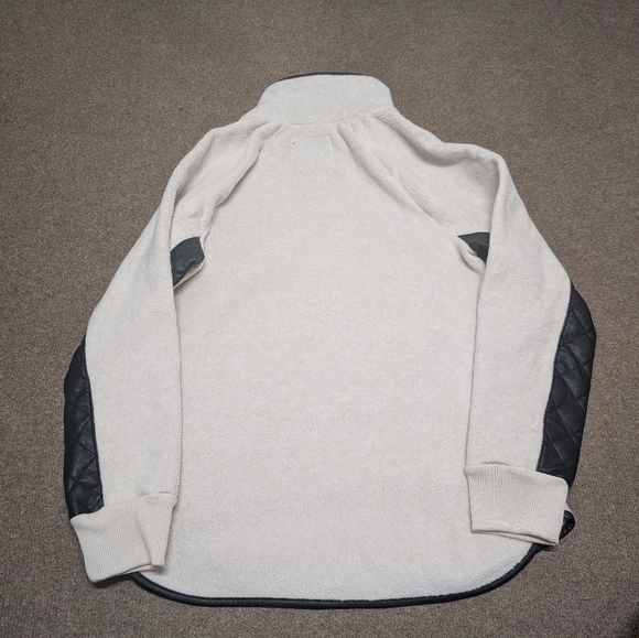 Abercrombie & Fitch Snap Up Vegan Leather Fleece Pullover Jacket Women's Medium - Picture 3 of 7